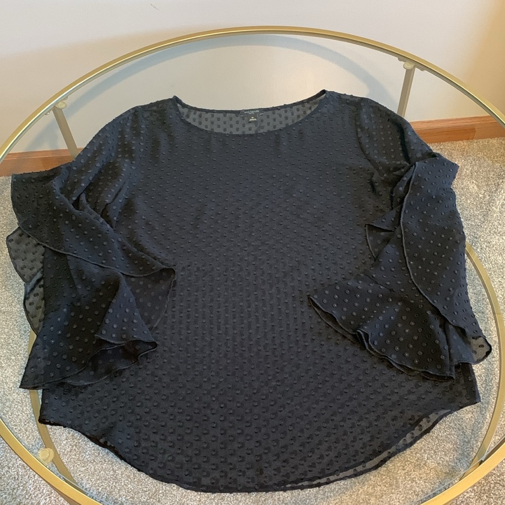 Ann Taylor Sheer Polka Dot Top Size MP - Picture 13 of 16
